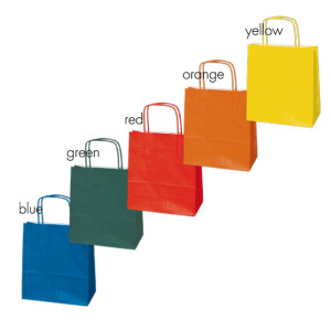 BLISTER 25 SHOPPERS CARTA KRAFT 22X10X29CM TWISTED COLORI ASSORTITI COD. 079900