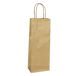 20 SHOPPERS CARTA BIOKRAFT 14X9X38CM PORTABOTTIGLIE ORO COD. 087035