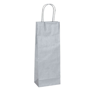 20 SHOPPERS CARTA BIOKRAFT 14X9X38CM PORTABOTTIGLIE ARGENTO COD. 087042