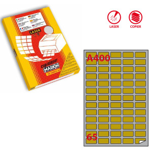 ETICHETTA ADESIVA A/400 ORO 100FG A4 LASER 38,1X21,2MM (65ET/FG) MARKIN COD. 220LGA400