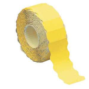 ROTOLO 1500 ETICHETTE 26X12MM GIALLO FLUO PERMANENTI A ONDA MARKIN COD. 3502612GI CONFEZIONE DA 16