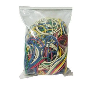 10 SACCHETTI DA 100G DI ELASTICO GOMMA MISURE E COLORI ASSORT. MARKIN COD. Y525ASS100