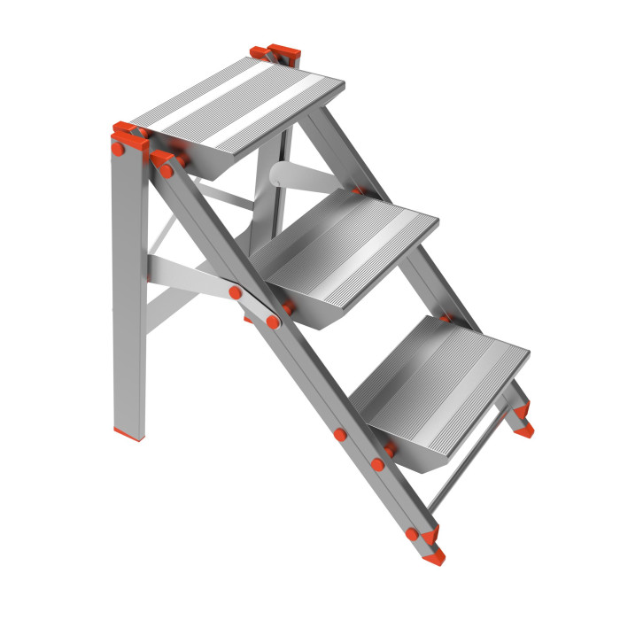 SCALA SGABELLO ALLUMINIO 3 GRADINI CON PARAPETTO CLASS PIU' COD. 20523