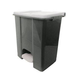 CONTENITORE MOBILE A PEDALE IN PLASTICA RICICLATA ECOCONTI 60LT GRIGIO BIANCO COD. 912670