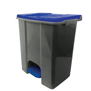 CONTENITORE MOBILE A PEDALE IN PLASTICA RICICLATA ECOCONTI 60LT GRIGIO E BLU COD. 912675