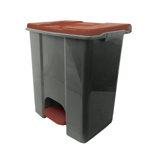CONTENITORE MOBILE A PEDALE IN PLASTICA RICICLATA ECOCONTI 60LT GRIGIO MARRONE COD. 912679