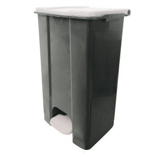 CONTENITORE MOBILE A PEDALE IN PLASTICA RICICLATA ECOCONTI 80LT GRIGIO E BIANCO COD. 912870