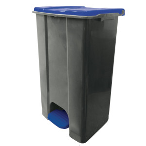 CONTENITORE MOBILE A PEDALE IN PLASTICA RICICLATA ECOCONTI 80LT GRIGIO E BLU COD. 912875