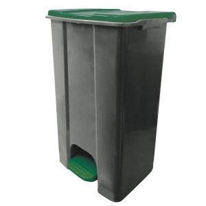 CONTENITORE MOBILE A PEDALE IN PLASTICA RICICLATA ECOCONTI 80LT GRIGIO E VERDE COD. 912878