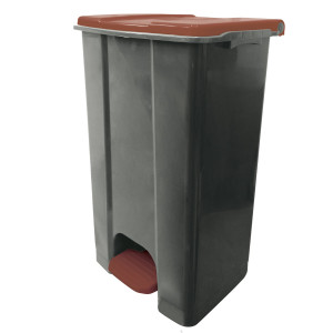 CONTENITORE MOBILE A PEDALE IN PLASTICA RICICLATA ECOCONTI 80LT GRIGIO MARRONE COD. 912879