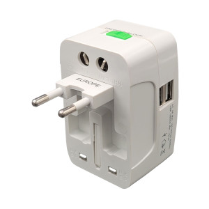ADATTATORE DA VIAGGIO UNIVERSALE CON 2 PRESE USB MKC COD. 492519363