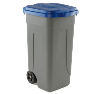 BIDONE MOBILE CENTO 100LT GRIGIO C/COPERCHIO BLU PER RACCOLTA DIFFERENZIATA COD. 100/GRC-BLB