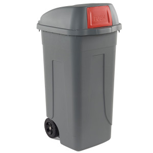 BIDONE MOBILE CENTO PUSH 100LT GRIGIO C/COPERCHIO ROSSO PER RACCOLTA DIFF. COD. 100P/GRC-ROB