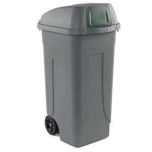 BIDONE MOBILE CEN PUSH 100LT GRIGIO C/COPERCHIO VERDE PER RACCOLTA DIFF. COD. 100P/GRC-VES