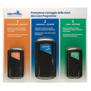PANNELLO PER LA PROTEZIONE E LAVAGGIO DELLE MANI CON 3 DISPENSER 67,4X60X1CM COD. 01070