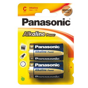 BLISTER 2 PILE MEZZATORCIA ALKALINE C 1,5V PANASONIC COD. C500014