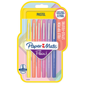 BLISTER 6 PENNARELLI FLAIR NYLON COLORI ASSORTITI PASTEL PAPERMATE COD. 2137276