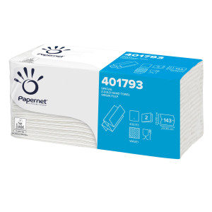 PACCO 143 ASCIUGAMANI PIEGATI A Z GOFFRATO ONDA+ ECOLABEL PAPERNET COD. 401793 CONFEZIONE DA 20