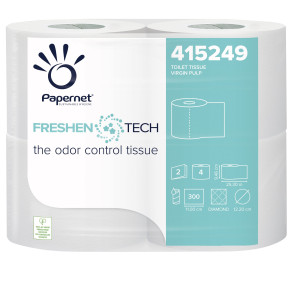 PACCO 4RT CARTA IGIENICA 2 VELI 33,3MT 300 STRAPPI FRESHEN TECH PAPERNET COD. 415249