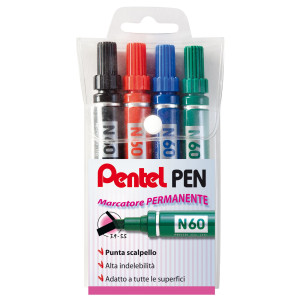 ASTUCCIO MARCATORE PENTEL PEN N60 4 COLORI P.SCALPELLO COD. 0050504