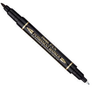 MARCATORE PERMANENTE TWIN TIP DOPPIA PUNTA F/EF NERO PENTEL COD. N75W-AE CONFEZIONE DA 12