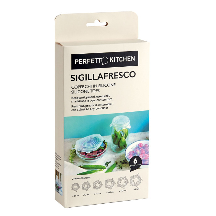 SET 6 COPERCHI IN SILICONE SIGILLAFRESCO PERFETTO COD. 29013