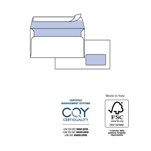 25 BUSTE SILVER90 STRIP FSC  BIANCA INTERNOGRAFATA C/FINESTRA110X230MM90GR PIGNA COD. 0593059AM