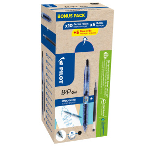 BONUSPACK 10 ROLLER +10 REFILL B2P GEL PUNTA 0.7 MM NERO PILOT COD. 000025