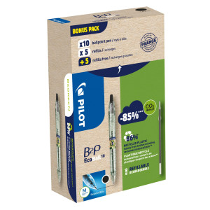 BONUSPACK 10 PENNE +10 REFILL B2P ECOBALL PUNTA 1.0MM NERO PILOT COD. 000032