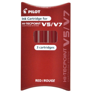 SET 3 REFILL ROLLER HI-TECPOINT V5-V7 RICARICABILE ROSSO BEGREEN PILOT COD. 040337