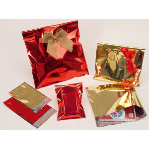 25 BUSTE REGALO IN PPL METAL LUCIDO 40X60CM ORO SENZA PATELLA ADESIVA COD. U-814ARRAD