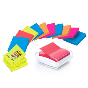 DISPENSER PRO +12 RICARCHE POST-IT SUPER STICKY Z-NOTES COLORI ASS. 76X76MM COD. 7100039361