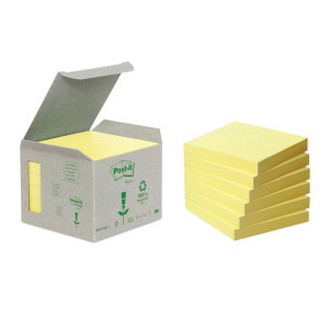 BLOCCO 100FOGLIETTI POST-IT  NOTES GREEN 76X76MM 654-1B GIALLO COD. 7100172252 CONFEZIONE DA 6