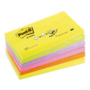 BLOCCO POST-IT  SUPER STICKY Z-NOTES 76X127MM 100FG R350NR ASSORT.NEON COD. 7100172323 CONFEZIONE DA 6