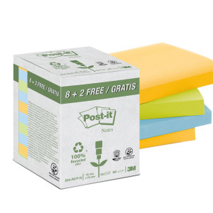 VALUEPACK 10 BLOCCHI 100FG POST-IT CARTA RICIC.COLORI PASTEL 76X76MM 654-RCP10 COD. 7100172343