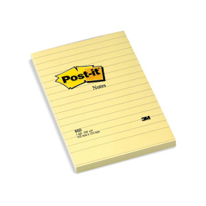 BLOCCO 100FG POST-IT  GIALLO CANARY 102X152MM GIALLO A RIGHE 660 COD. 7100172753 CONFEZIONE DA 6