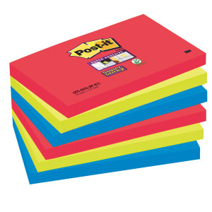 BLOCCO 90FOGLIETTI POST-IT  SUPER STICKY 76X127MM 655-6SS-JP BORA BORA COD. 76501 CONFEZIONE DA 6