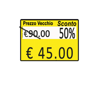 PACK 10 ROTOLI 600 ETICH. 26X19MM ''TAGLIO PREZZO...'' GIALLO PERM. PRINTEX COD. B10/2619/CPGSTS