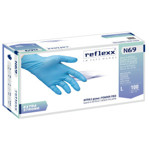 CONF 100 GUANTI IN NITRILE N69 TAGLIA S AZZURRI EXTRASTRONG REFLEXX COD. N69/S(7)
