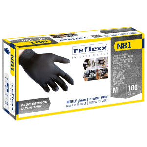 CONF 100 GUANTI IN NITRILE N81 TAGLIA S NERI REFLEXX COD. N81/S(7)