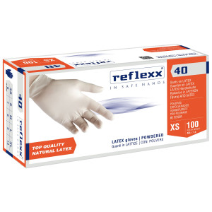 CONF 100 GUANTI IN LATTICE C/POLVERE R40 TAGLIA S BIANCHI REFLEXX COD. R40/S(7)