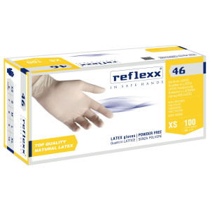 CONF 100 GUANTI IN LATTICE S/POLVERE R46 TAGLIA S BIANCHI REFLEXX COD. R46/S(7)