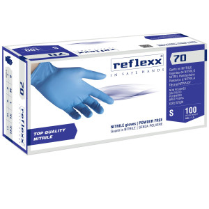CONF 100 GUANTI IN NITRILE R70 TG S SENZA POLVERE REFLEXX COD. R70/S(7)