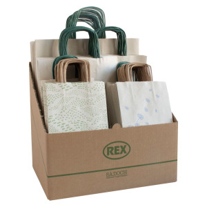 ESPOSITORE 100 SHOPPER CARTA ERBA FORMATI ASSORTITI SADOCH COD. SCNEBBERB
