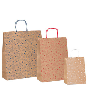 SHOPPER NATALE STELLINE COLORI ASSORTITI 36X12X41CM SADOCH COD. SDF36ASSSTE CONFEZIONE DA 25