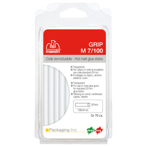 COLLA TERMOFUSIBILE 10CM D7MM BLISTER 70GR TRASPARENTE M7/100 RO-MA COD. 1196740
