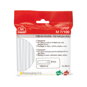 COLLA TERMOFUSIBILE 10CM D7MM IN SACCHETTO DA 200GR TRASPARENTE M7/100 RO-MA COD. 1196750