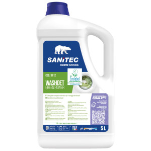 DETERSIVO LIQUIDO LAVATRICE WASHDET GREEN POWER 5LT SANITEC COD. 3112