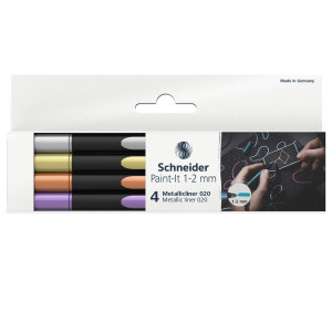 ASTUCCIO 4 PENNARELLI METALLIC LINER 020 PUNTA 1-2MM COLORI ASSORTITI SCHNEIDER COD. P700295