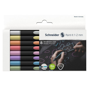 ASTUCCIO 8 PENNARELLI METALLIC LINER 020 PUNTA 1-2MM COLORI ASSORTITI SCHNEIDER COD. P700296